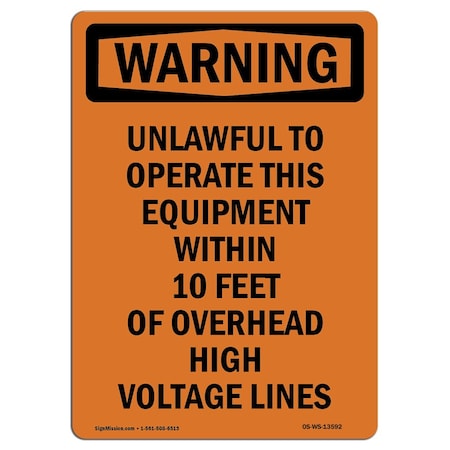 OSHA WARNING Sign, Unlawful To Operate This Equipment, 5in X 3.5in Decal